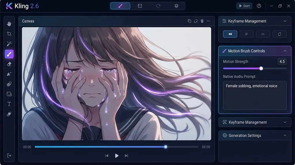 Kling 2.6 Motion Brush Interface