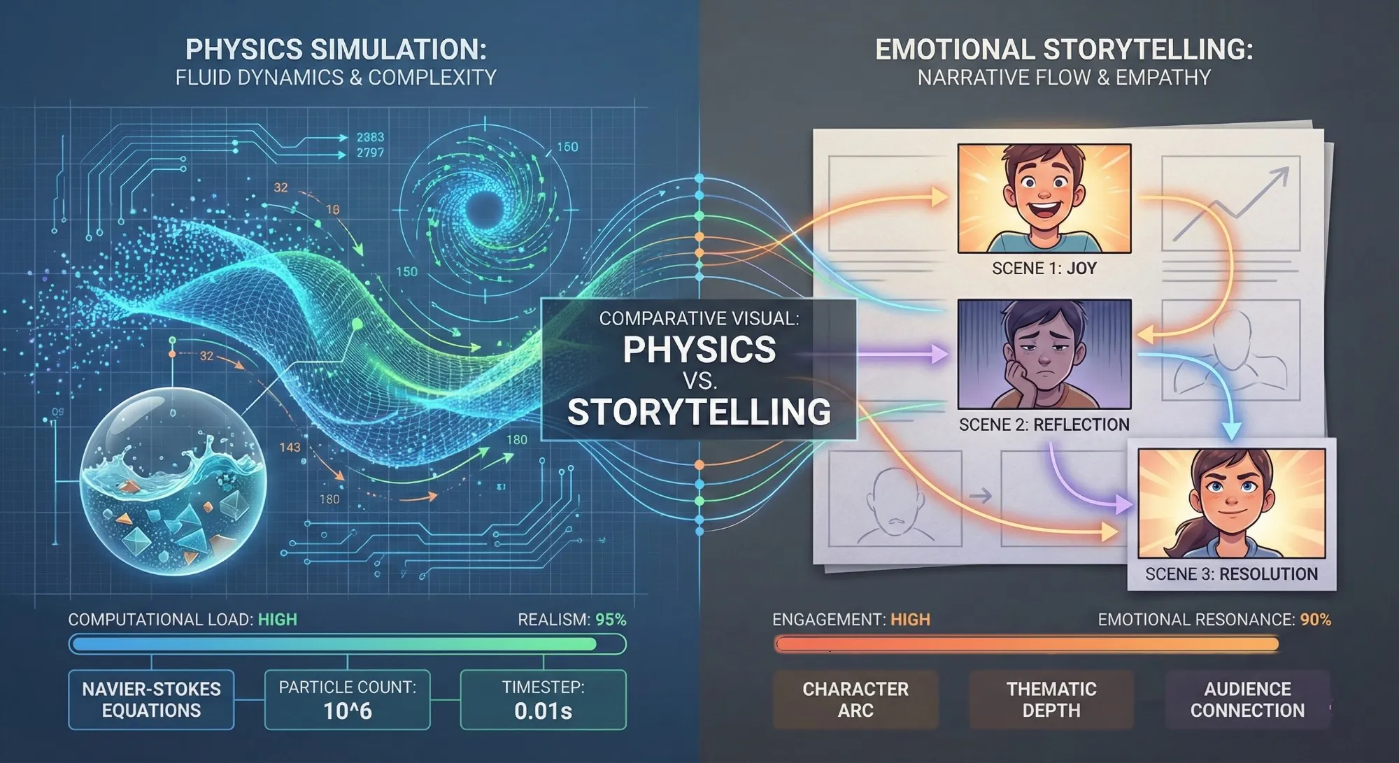 Physics vs Storytelling Comparison